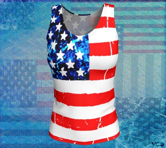 USA American Flag TANK TOP Womens Red White and Blue Patriotic - Etsy Canada