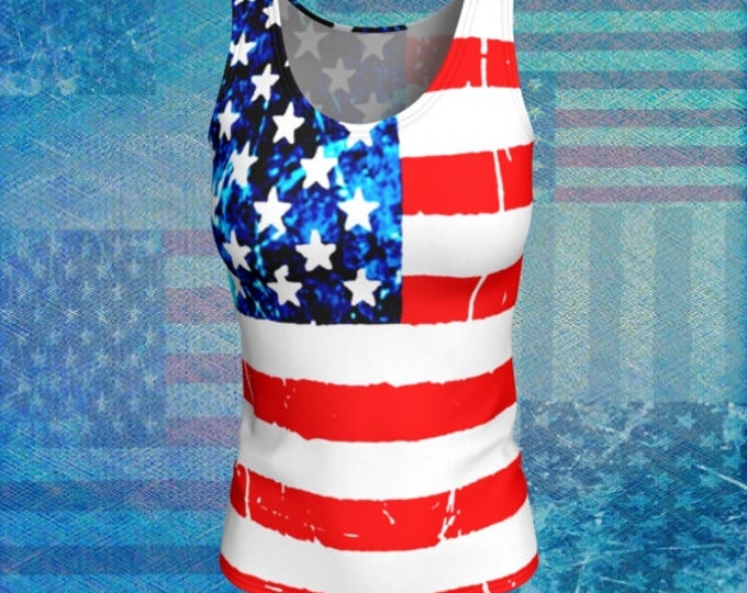 USA American Flag TANK TOP Womens Red White and Blue Patriotic Clothing Workout Clothing Yoga Tank Top for Women Stars and Stripes Tank Top