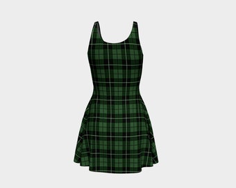 green plaid skater dress Mint Green Palm print maxi dress with front cut out| guavaberry
