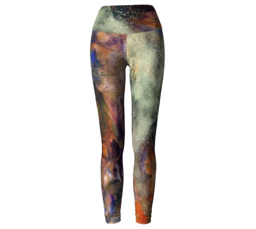 YOGA LEGGINGS WOMENS Gold Rainbow Glitter Galaxy Leggings Yoga - Etsy