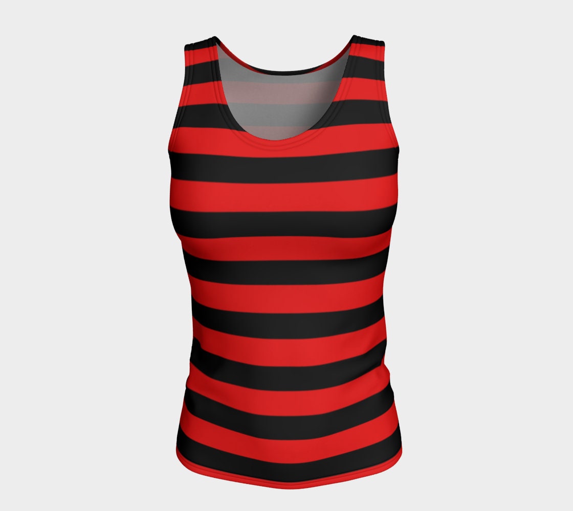 Red and Black STRIPED TANK TOP Freddie Kruger Top Womens Halloween Tank top Witch Tank Top Workout Tank Top Striped Tank Top for Women