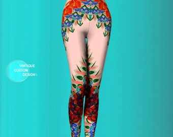 Boho LEGGINGS WOMENS Floral Tribal Yoga Leggings Yoga Pants Tribal Leggings Printed Leggings Womens Leggings Summer Leggings Hippie Clothing