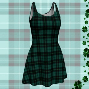 GREEN Tartan PLAID DRESS Womens Tartan Plaid Designer Bodycon Dress Mini Dress Sexy Mini Dress Womens Clothing Plaid Dresses Christmas Dress image 6