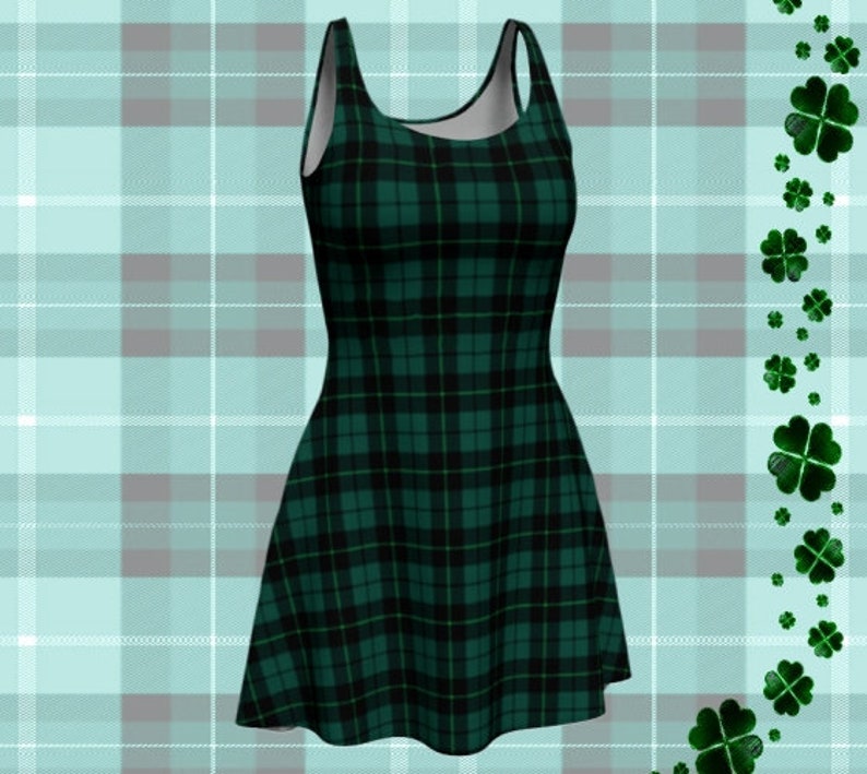 GREEN Tartan PLAID DRESS Womens Tartan Plaid Designer Bodycon Dress Mini Dress Sexy Mini Dress Womens Clothing Plaid Dresses Christmas Dress image 6