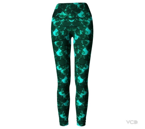 MERMAID SCALE LEGGINGS for Women Mermaid Yoga Leggings Mermaid Yoga Pants  Fish Scale Leggings Green Mermaid Leggings Workout Pants Women's