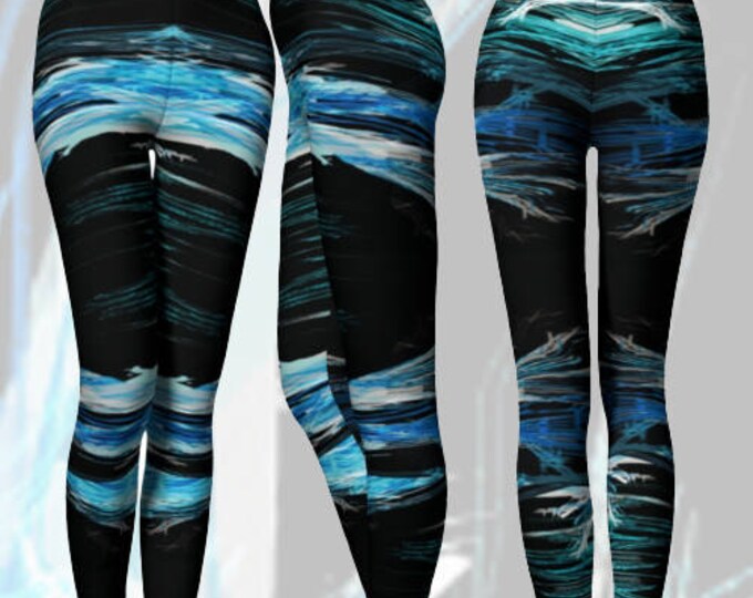 LEGGINGS Womens Art Leggings Designer Leggings Womens Clothing Blue Sexy Print Leggings Sexy Yoga Leggings Sexy Yoga Pants