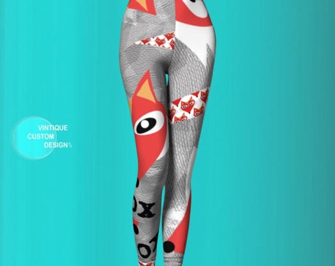 FOX LEGGINGS for Women Fox Print Womens Leggings Sexy Yoga Pants Fox Leggings Hipster Yoga Pants Sexy Print Leggings Cute Trendy Leggings