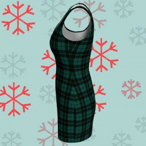 GREEN Tartan PLAID DRESS Womens Tartan Plaid Designer Bodycon Dress Mini Dress Sexy Mini Dress Womens Clothing Plaid Dresses Christmas Dress image 4