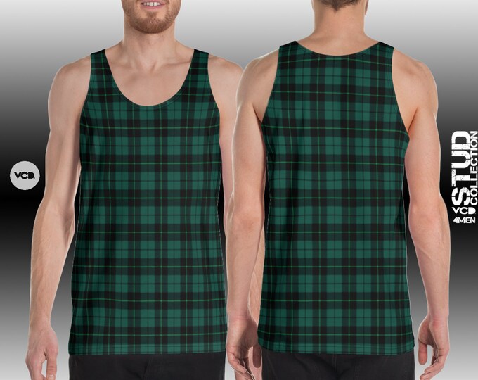 Green Plaid Tank Top Mens Tartan Plaid MENS TANK TOP Mens Tank Top for Men Workout Tank Top Sleeveless Tank Top Athletic Tank Top Gym Tank