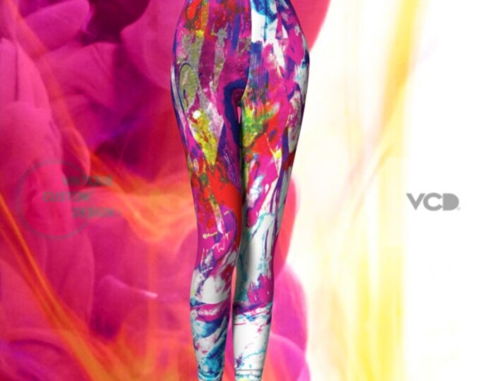 FESTIVAL LEGGINGS Women's Hand Painted Art Leggings RAVE Clothing Burning Man Leggings Rave Leggings Womens Yoga Pants Colorful Leggings