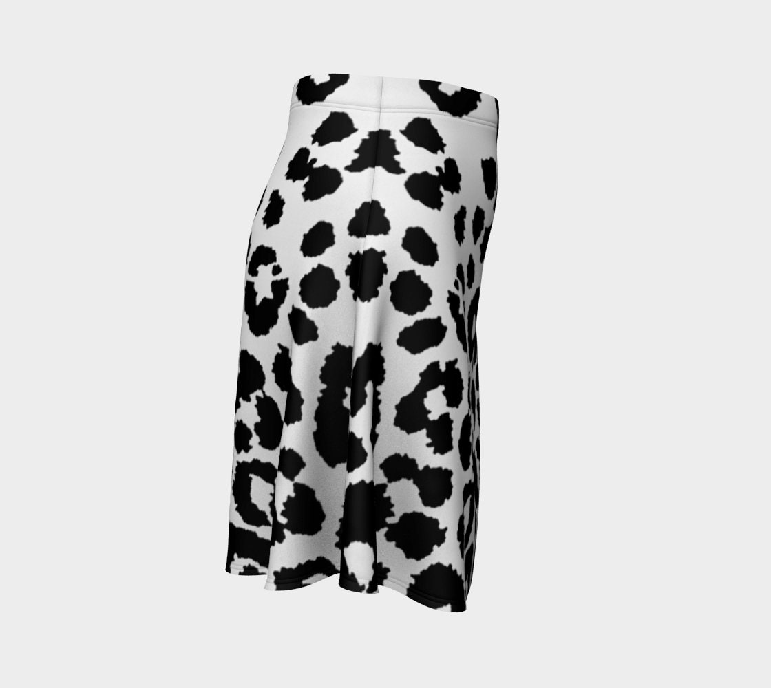 SNOW LEOPARD SKIRT Animal Print Skirt Black and White Cheetah Print ...