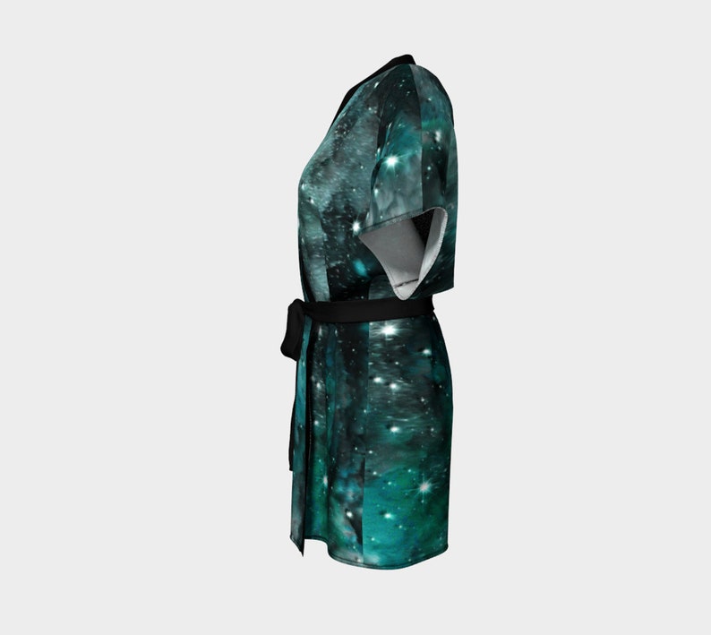 KIMONO ROBE Women/'s Long Peignoir Kimono Robe Cosmic Galaxy Print GOT Game of Thrones Inspired Designer Kimono Robe Emerald Green Galaxy