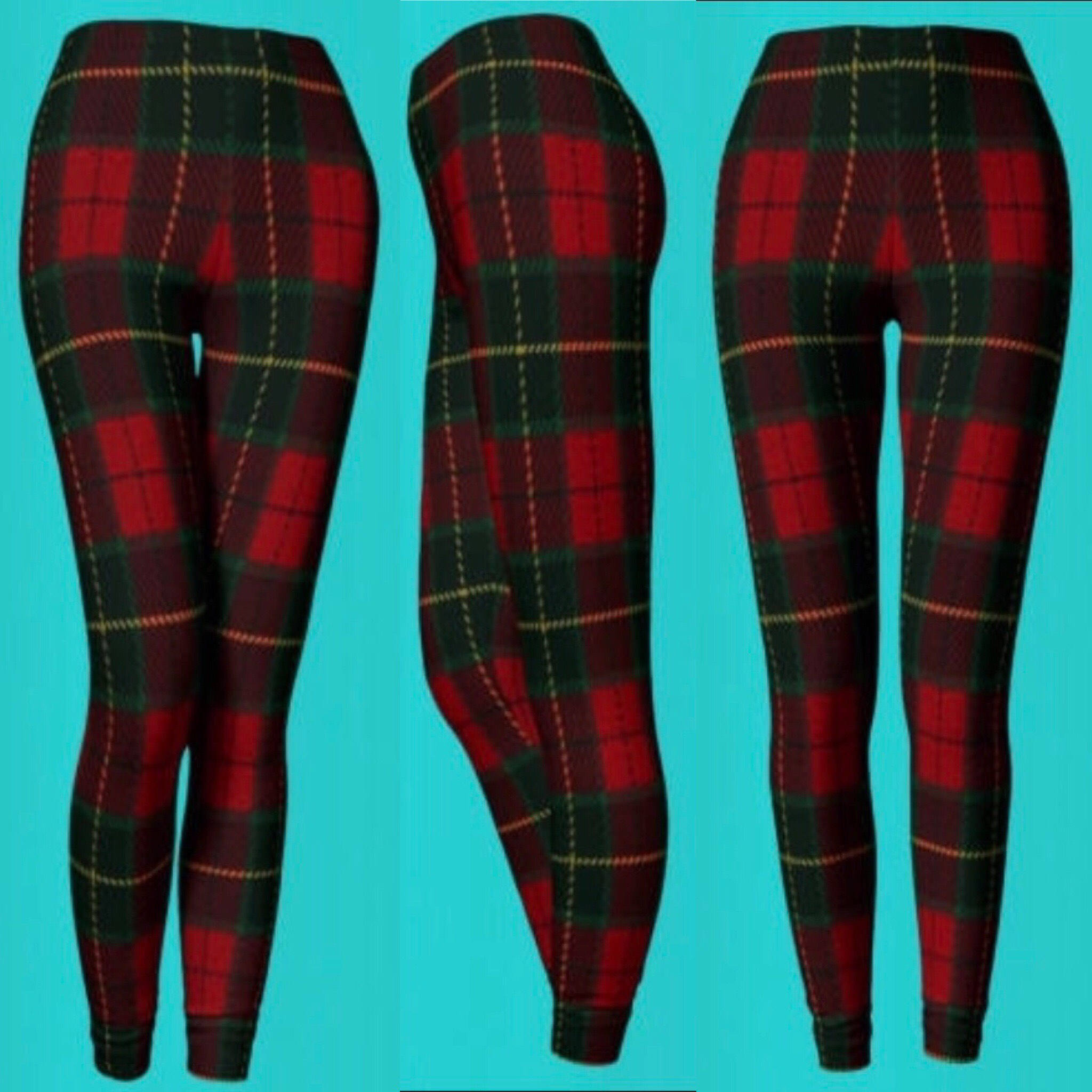 Tartan Christmas Leggings, Red Plaid Green Plaid Leggings, Christmas Plaid  Stretch Pants, Womens Leggings, Plus Size Leggings 