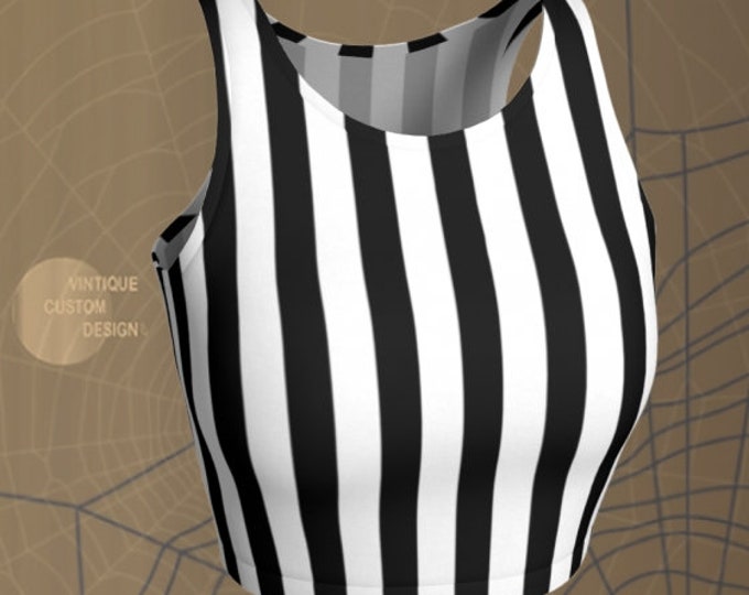 Referee Jail Crop Top HALLOWEEN Costume Women's Striped Halloween Cropped Top Womens Crop Top Bralette Sports Bra Sexy Rave Clothing Women's