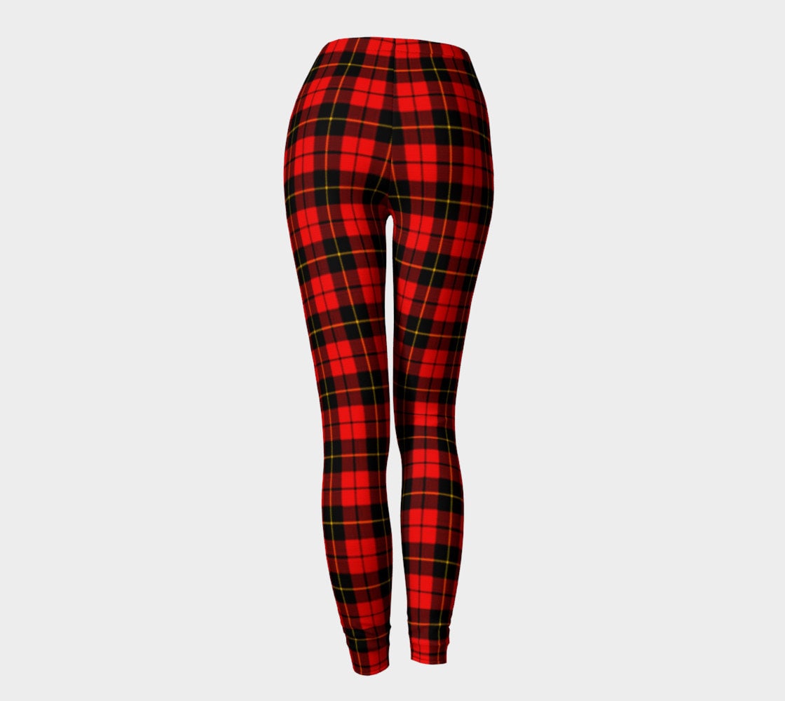 Red TARTAN PLAID LEGGINGS Womens Red Plaid Leggings Yoga Pants Yoga ...