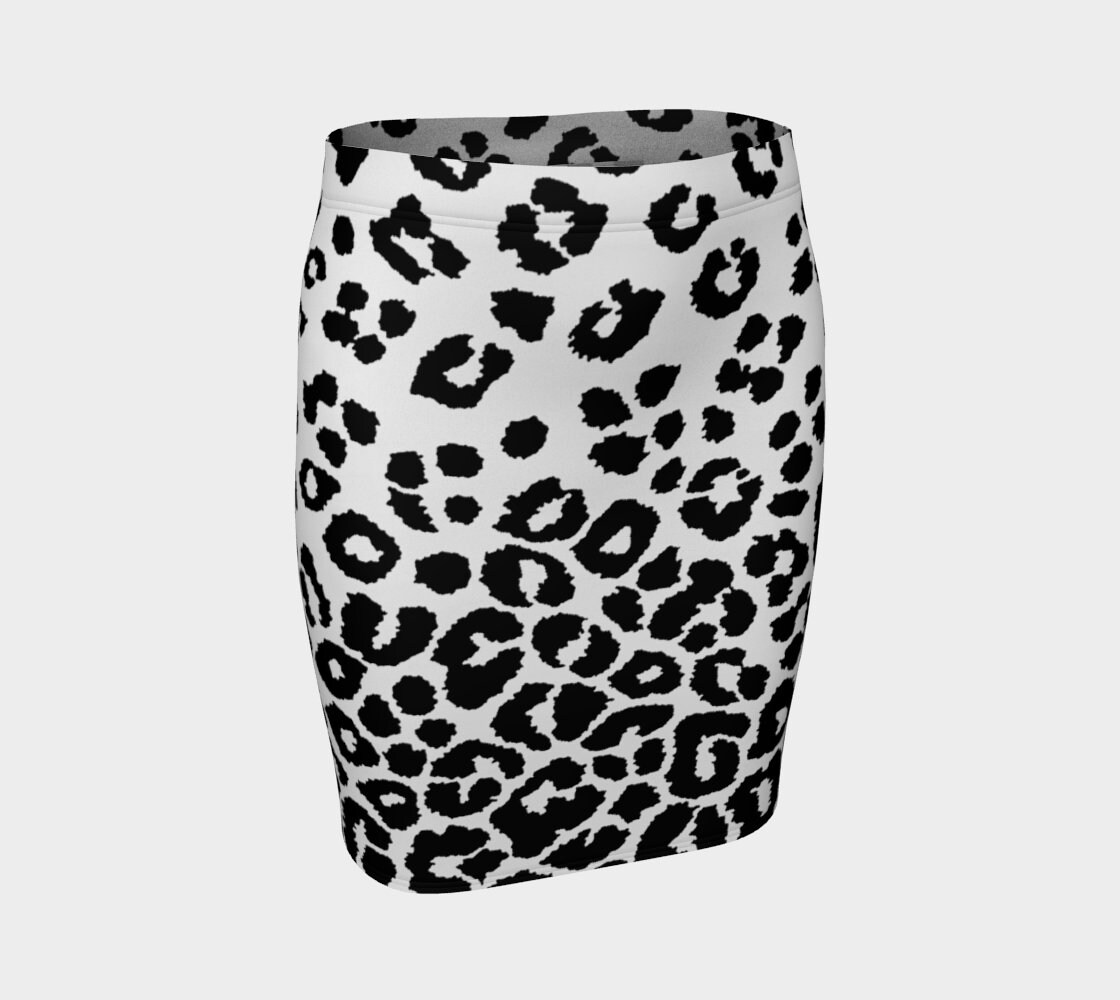 SNOW LEOPARD SKIRT Animal Print Skirt Black and White Cheetah | Etsy