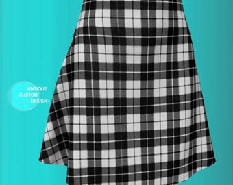 Black and White TARTAN PLAID SKIRT Womens Clothing Plaid Mini Skirt for Women Fitted Skirt or Flare Skirt Designer Skirt Sexy Mini Skirt