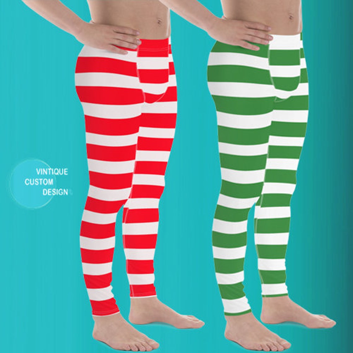 LEGGINGS MENS Yoga Pants Green and White Striped Leggings Mens Etsy