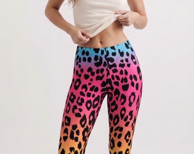 Rainbow Cheetah Print Leggings: High Waist Yoga Pants