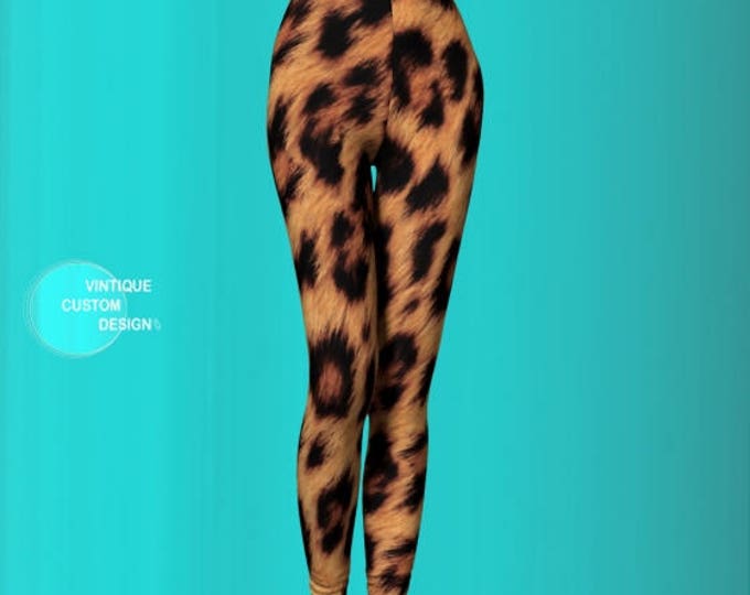 CHEETAH PRINT LEGGINGS for Women Faux Fur Sexy Print Leggings Sexy Womens Leggings Sexy Yoga Pants Sexy Yoga Leggings Womens Cheetah Pants