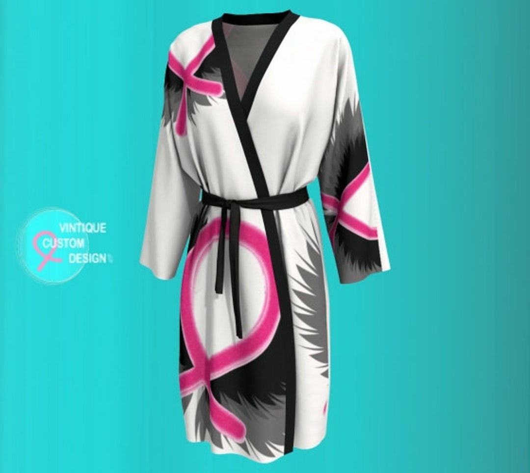 Robe Ribbon Pink Ribbon Kimono Robe: Breast Cancer Awareness Gift - Etsy