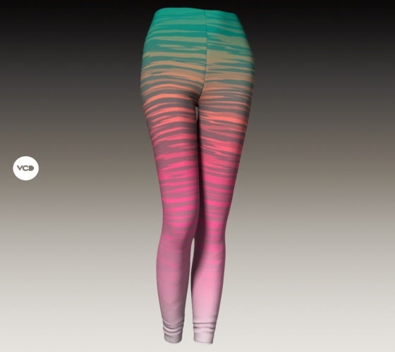 Neon stripe leggings sale