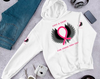 PINK RIBBON HOODIE Women's Hooded Sweatshirt Breast Cancer Awareness Sweatshirt for Men or Women Unisex Hoodie Pink Ribbon Survivor Gift