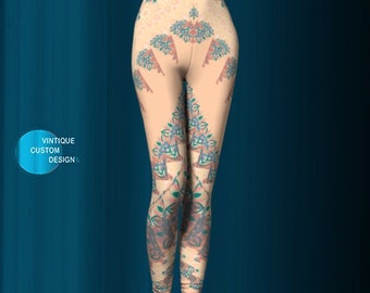 Tribal Lotus Mandala Leggings: Sacred Geometry Yoga Pants