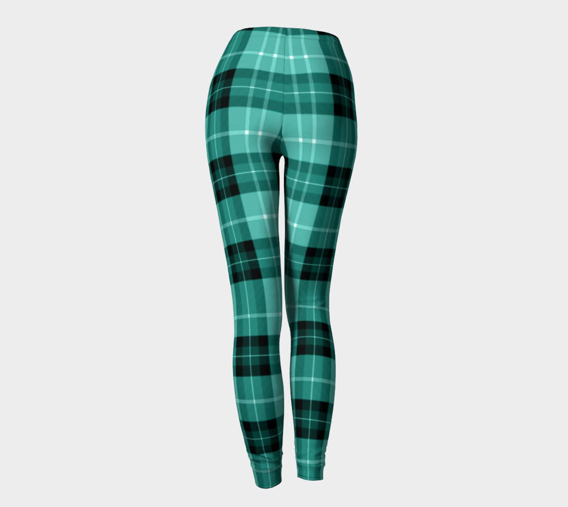 Green Tartan PLAID LEGGINGS WOMENS Yoga Pants Sexy Print Leggings Sexy ...