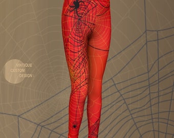 Spiderman Spiderweb Leggings: Red & Black Halloween Costume
