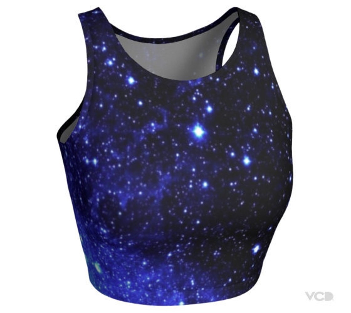 Blue Galaxy CROP TOP Womens Clothing Work Out Top Womens Tops Etsy
