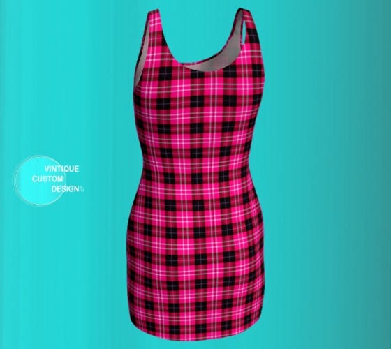 Pink and Black Tartan Plaid DRESS for Women Flare Dress - Etsy