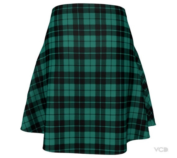 GREEN Tartan PLAID SKIRT Womens Plaid Skirts Tartan Plaid Skirt