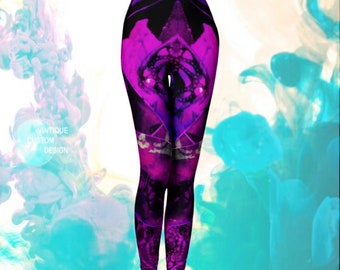 LEGGINGS YOGA Pants for Women - Yoga Leggings - Purple - FESTIVAL Leggings - Sexy Print Leggings - Sexy Yoga Pants - Womens Sexy Leggings