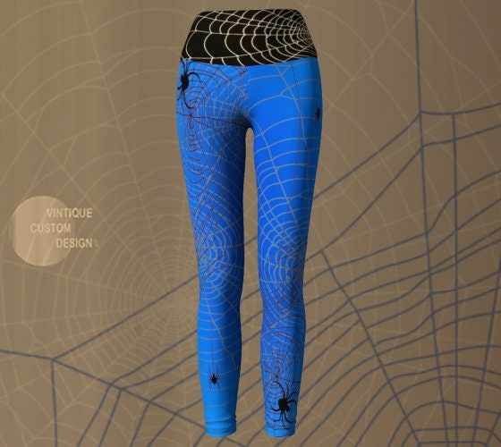 Spider Web Cobweb Halloween Women Yoga Leggings Costume Cosplay