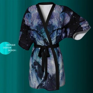 Cosmic Galaxy Kimono Robe: Dragon Art Peignoir