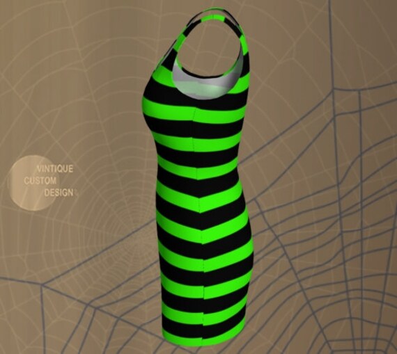 green black striped dress Green/Cream Striped Dress LG/XL / Green