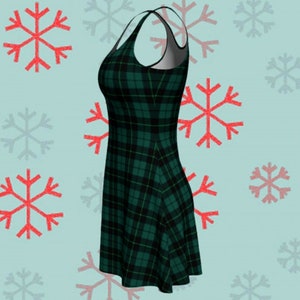 GREEN Tartan PLAID DRESS Womens Tartan Plaid Designer Bodycon Dress Mini Dress Sexy Mini Dress Womens Clothing Plaid Dresses Christmas Dress image 7