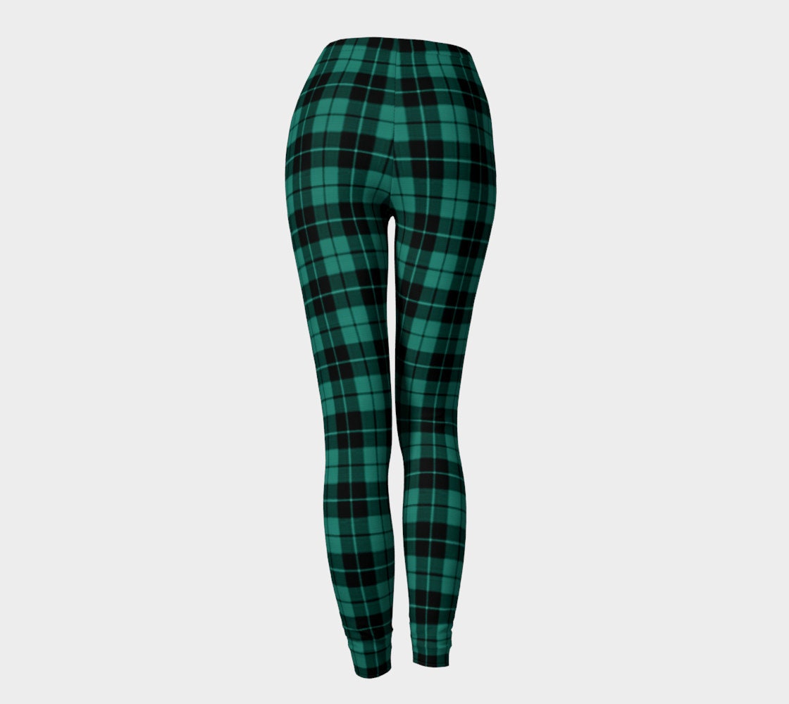 GREEN Tartan PLAID LEGGINGS Womens Plaid Leggings Yoga Pants Yoga ...