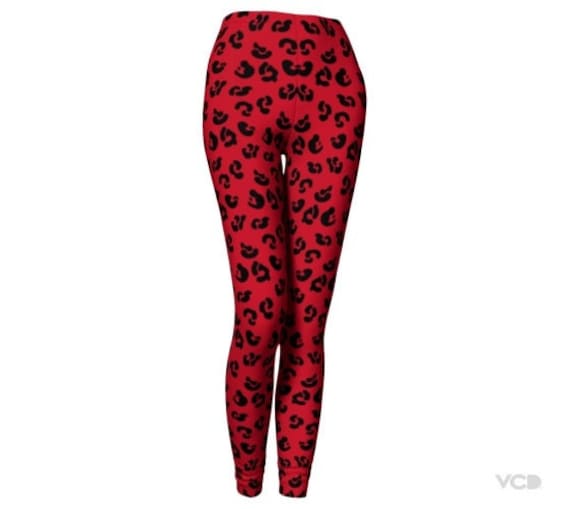 RED LEOPARD LEGGINGS Red and Black Leopard Print / Cheetah Print / Animal  Print Leggings / Womens Leggings / Yoga Leggings / Eco Fashion 