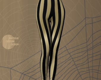 Halloween Pinstripe Leggings: Gold and Black Yoga Pants