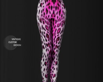 CHEETAH LEGGINGS Animal Print Leggings WOMENS Pink Cheetah Print Leggings Printed Leggings Yoga Leggings Yoga Pants Cat Leggings Clothing