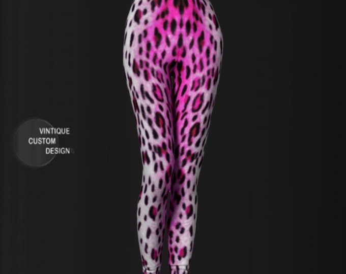 CHEETAH LEGGINGS Animal Print Leggings WOMENS Pink Cheetah Print Leggings Printed Leggings Yoga Leggings Yoga Pants Cat Leggings Clothing