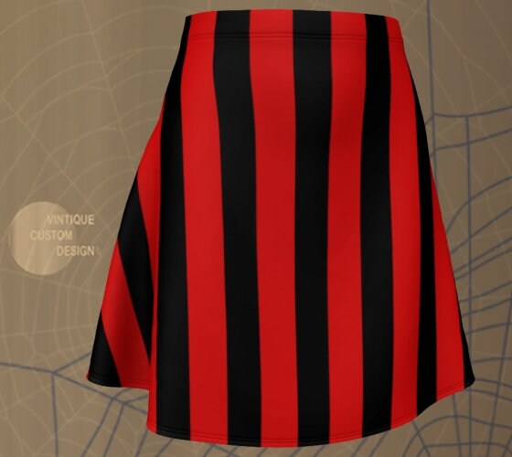 Black and white top striped flare skirt