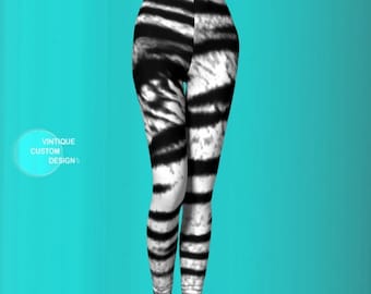 Tiger LEGGINGS Animal PRINT Leggings for WOMENS Siberian Tiger Print Leggings Black and White Tiger Print Yoga Pants Sexy Print Leggings