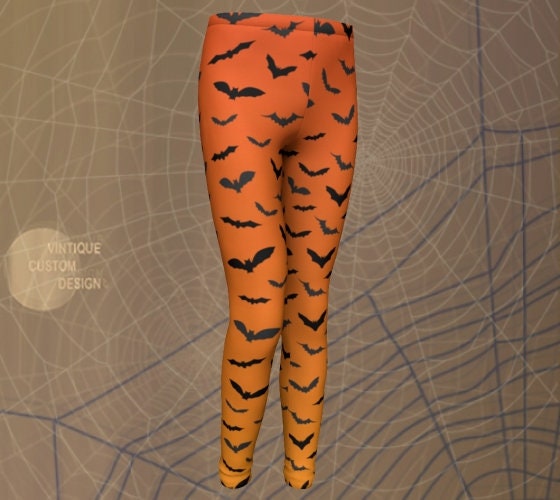 GIRLS LEGGINGS Halloween Leggings for KIDS Bat Print Leggings in