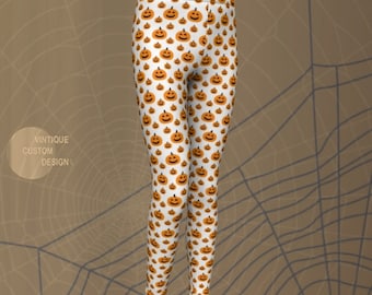 Jack O' Lantern Halloween Leggings: Kids Pumpkin Tights