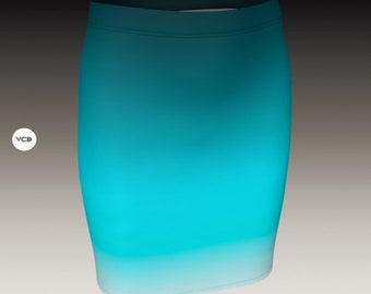 Turquoise Ombre Skirt: High Waisted Fitted Mini Skirt