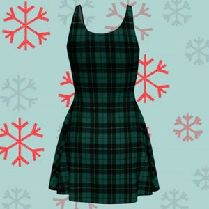 GREEN Tartan PLAID DRESS Womens Tartan Plaid Designer Bodycon Dress Mini Dress Sexy Mini Dress Womens Clothing Plaid Dresses Christmas Dress image 8