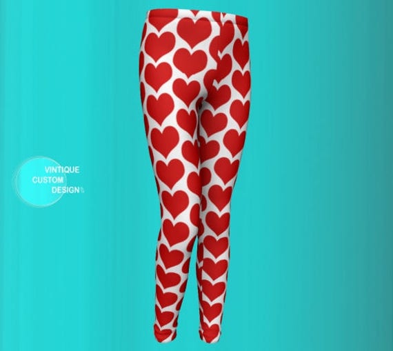 GIRLS HEART LEGGINGS Red and White Heart Leggings Girls Heart Tights for  Kids Girls Leggings Girls Baby Leggings Toddler Leggings for Girls 